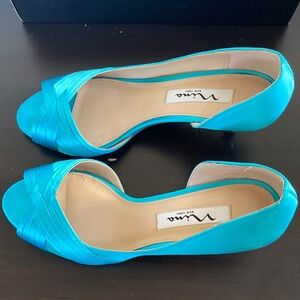 Nina Contesa Shoes Blue (Cielo) Open-Toe Heels, Size 7.5M